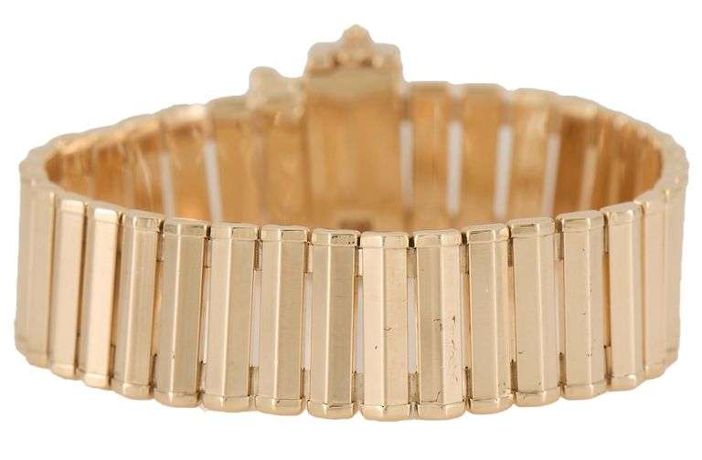 0.70ctw Diamond Polished Bar Link Bracelet in 14K