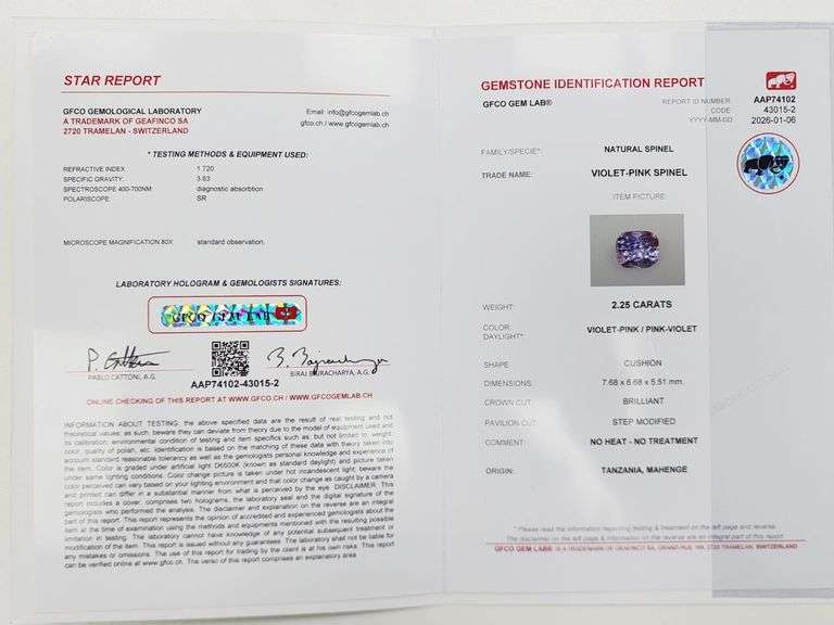 CERTIFIED 2.25 CARATS NATURAL PINK SPINEL