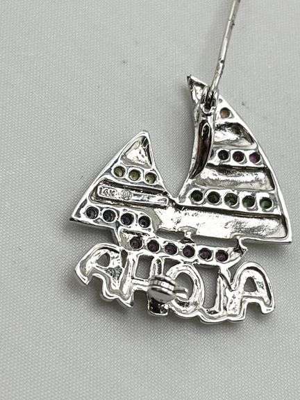 14KT White Gold Saliboat Aloha Brooch