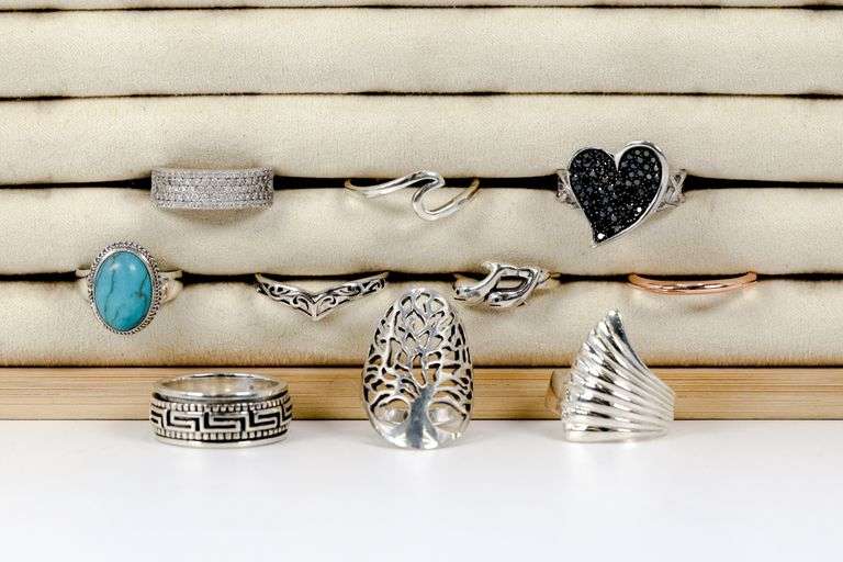 .925 Sterling Silver Curated Ring Lot of 10 Rings Various Sizes & Styles