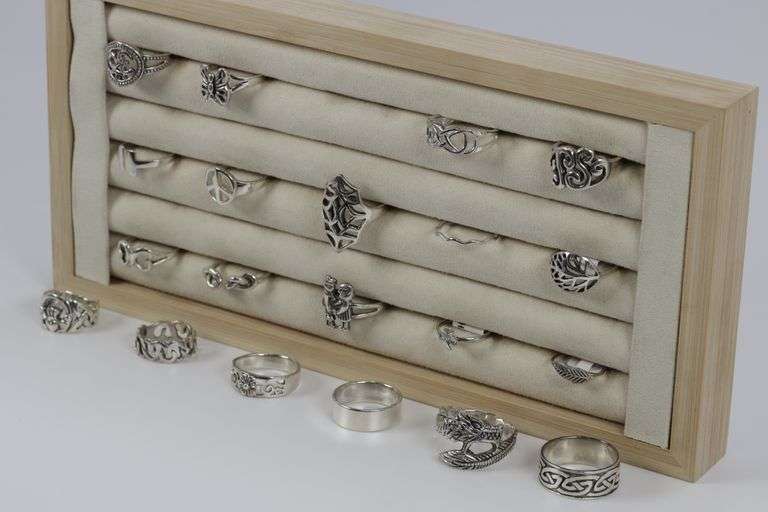 .925 Sterling Silver Ring Assortment Various Sizes & Styles (20 Ring Lot)