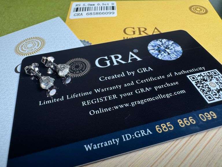 925 Sterling Silver Moissanite 0.5 Carat 6mm Round Push Back Earring