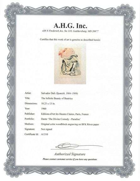 Collectible Original Color Engraving by Salvador Dali from The Divine Comedy