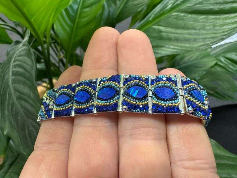Original Handmade Mosaico Bracelet 8.5" 925 Sterling Silver Mexico Artistic Jewelry