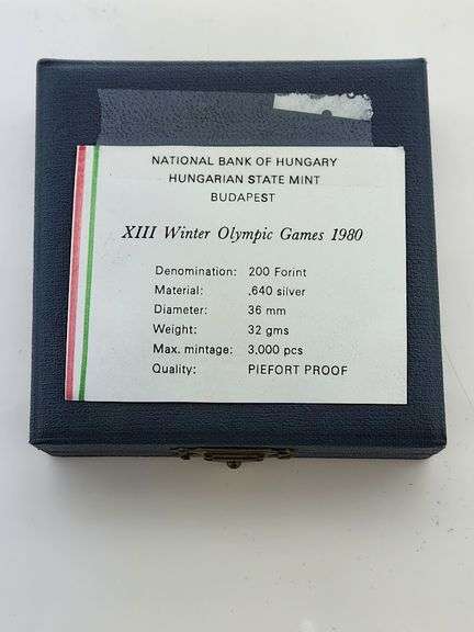 1980 National Bank Of Hungary - XIII Winter Olympic Games Silver Coin