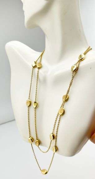 14KT Yellow Gold Disc Bead Station Necklace