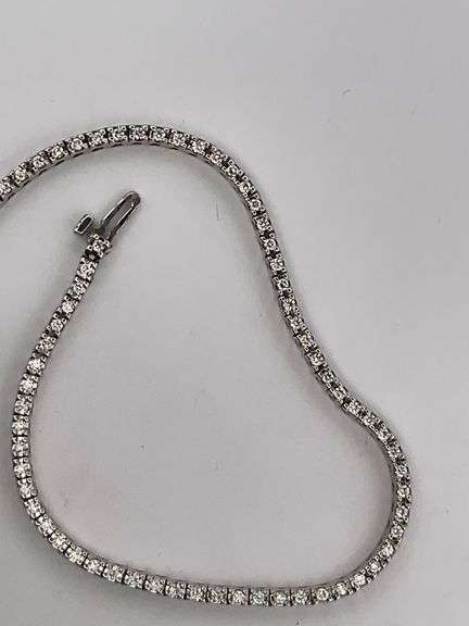 CERTIFIED 14K WHITE GOLD DIAMOND TENNIS BRACELET