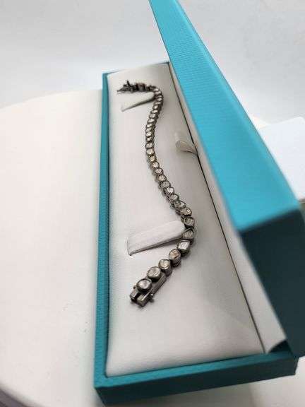 Very rare natural Mine Cut Diamond Bracelet in silver