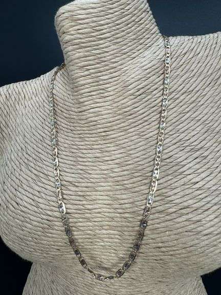 10k Gold Rose White Yellow Tri Color Solid Valentino Diamond-Cut Star Link Chain 3.2mm Necklace 24"