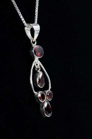 Sterling Silver Natural Garnet Gemstone Pendant