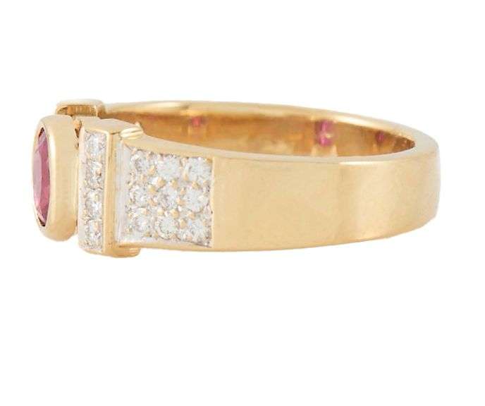 0.50ct Oval Ruby and 0.25ctw Diamonds Statement Ring in 14K