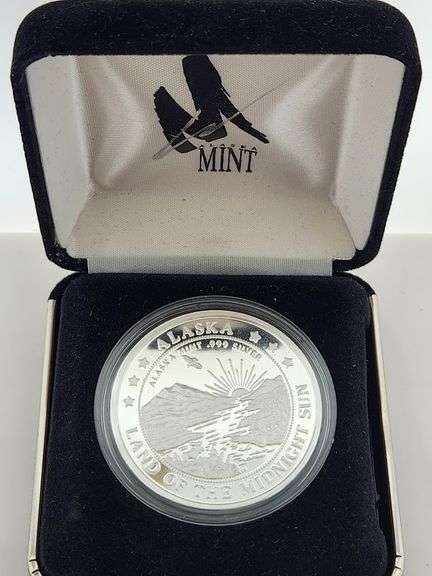Alaska Mint - 1 Oz Silver, Land Of The Midnight Sun, Raven Medallion