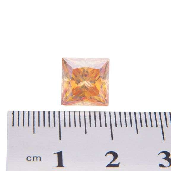 Stunning 5 Ct Princess Cut Golden Amber Fire Moissanite Solitaire