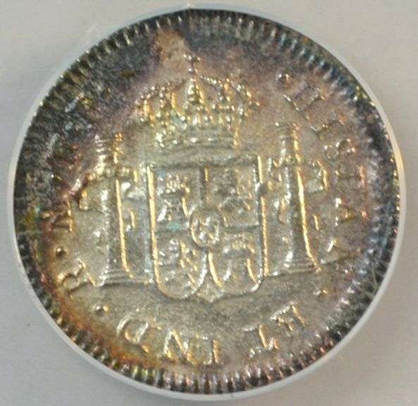 Scarce 1783 MO 1/2 Mexican Reale Near Mint Beautiful Rainbow Toning