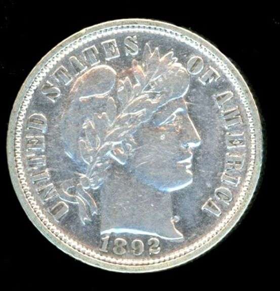 1892 Barber Silver Dime in AU Details