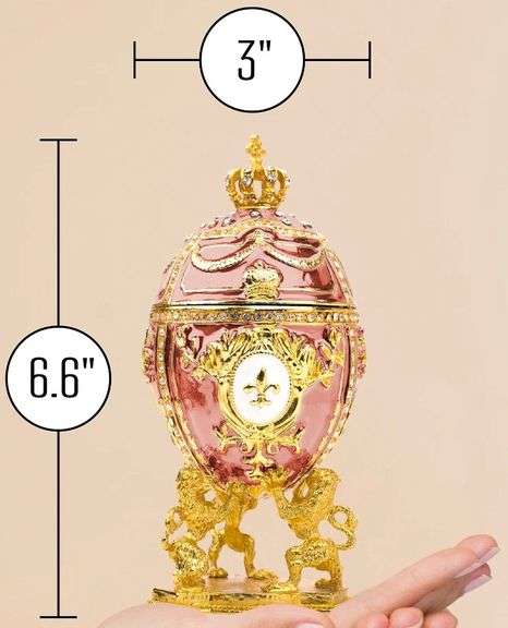 Royal Imperial Pink Russian Fabergé Egg Replica with Pink Carriage