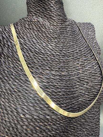 10k Yellow Gold Solid Flat Herringbone Chain 4.95mm Necklace 24"