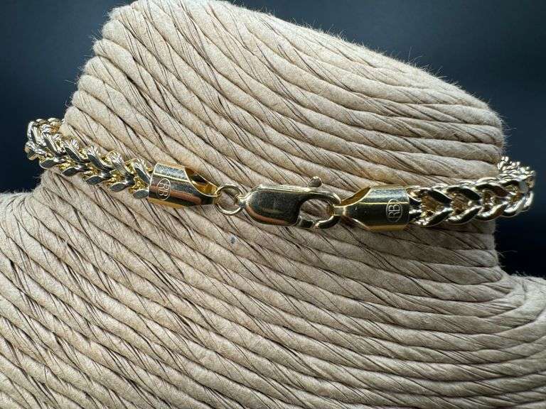 10k Yellow Gold Hollow Franco Wheat Rope Chain 5mm Bracelet 8"