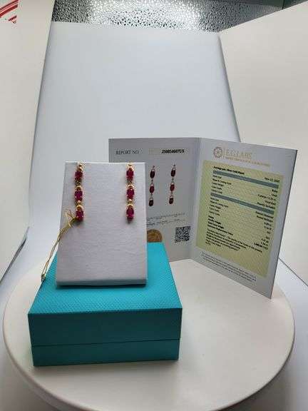 Magnificent pair earring of Ruby and diamond in Silver – EGL Certified