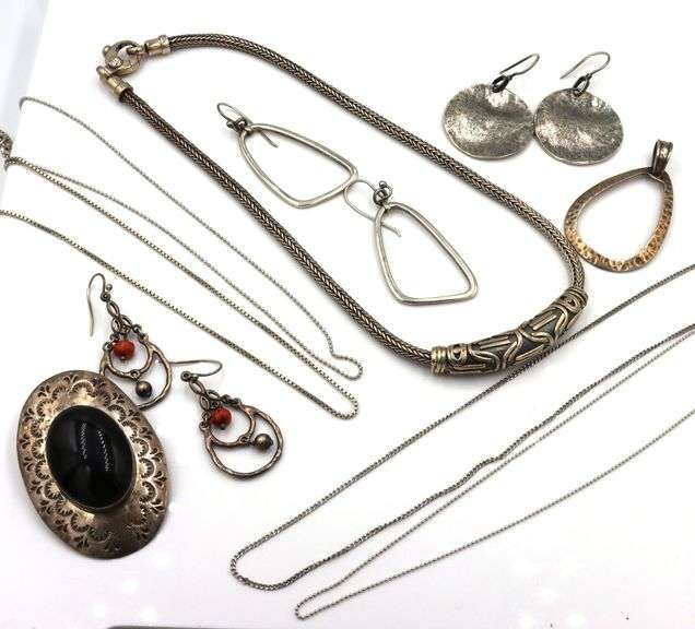 Heavy Vintage 925 sterling silver group lot of miscellaneous jewelry