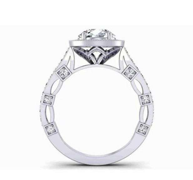 Gold Plate 3.15 Ct White Ice Blue Moissanite Ring