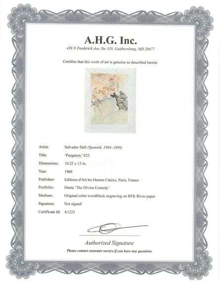 Highly Collectible Salvador Dali Original Color Engraving from The Divine Comedy