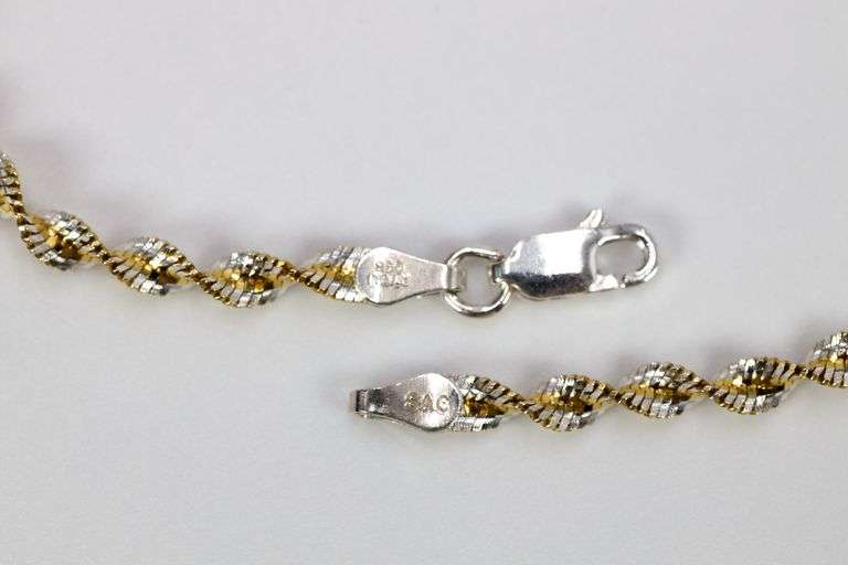 Sterling Silver Magic Twist Rope Chain 4.2mm Solid 925 Italy 2 Tone Bracelet 8"