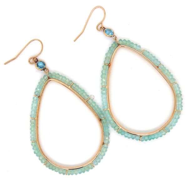 14kt Yellow gold aquamarine dangle earrings