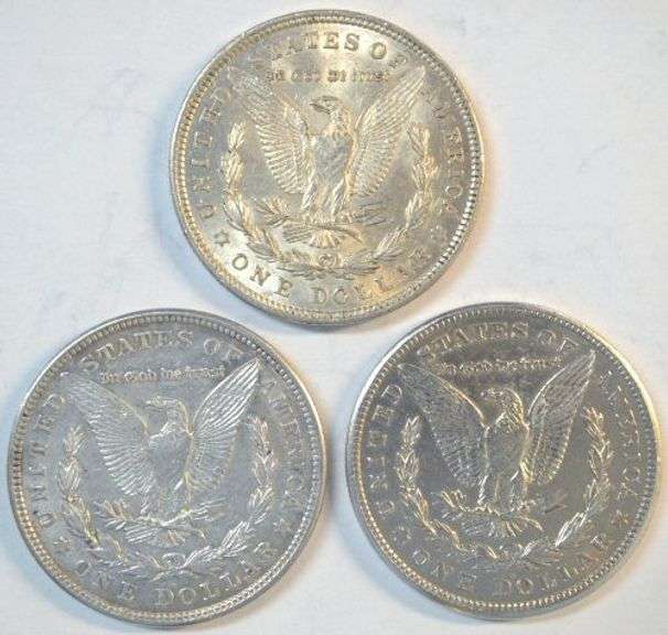 Upper end 1921 P-D-S last year Morgan Silver Dollars