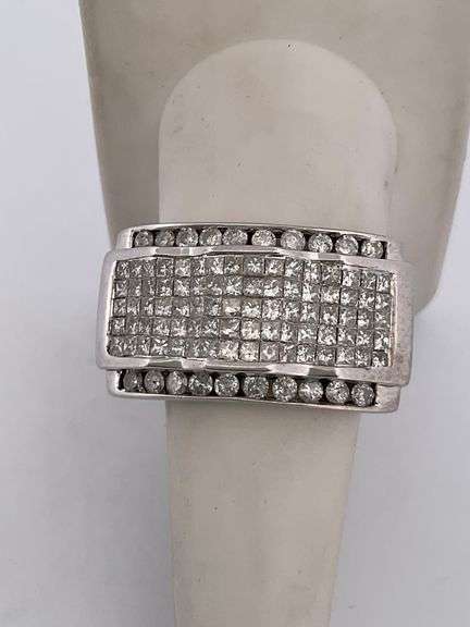 MEN'S CERTIFIED 14K WHITE GOLD AND DIAMOND RING 2.50 CARATS