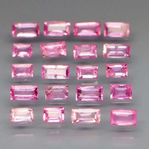 Baguette cut! 2.74ct set of Sapphires with candy pink hues!