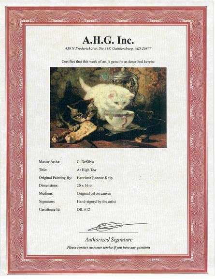 Highly Collectible After Henriette Ronner-Knip One of a kind oil on Canvas signed by the artist, At 