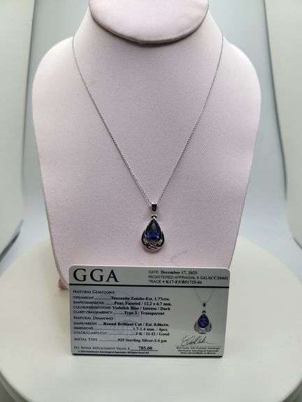 Magnificent Tanzanite Pendent in Silver – GGA Certified, size:18