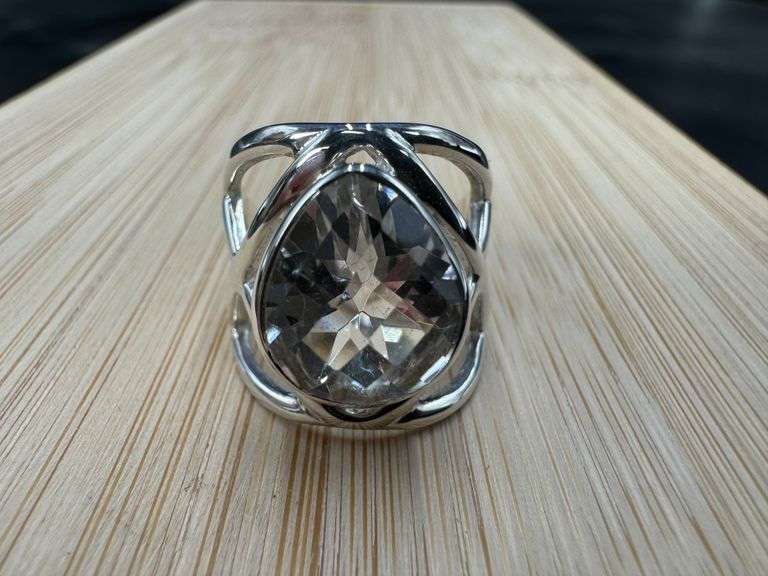 Sterling Silver Clear Crystal Ring Size 6