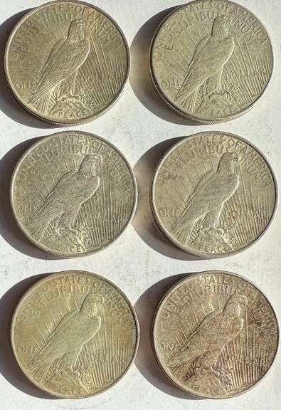Six 1922 1924 Peace Dollars