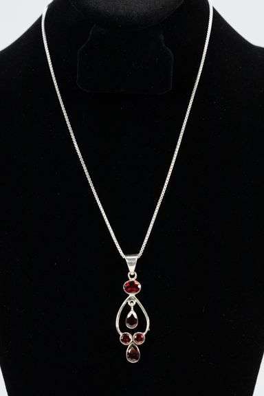 Sterling Silver Natural Garnet Gemstone Pendant