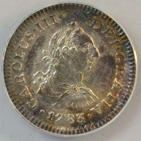 Scarce 1783 MO 1/2 Mexican Reale Near Mint Beautiful Rainbow Toning