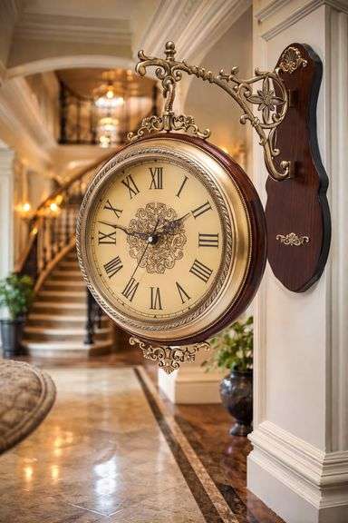 Large European Double-Sided Wall Clock