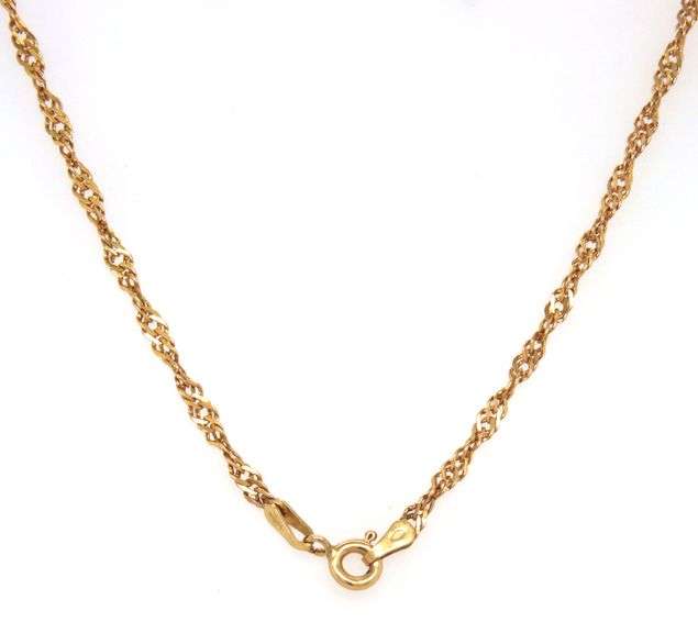 14kt Yellow gold Singapore link chain necklace