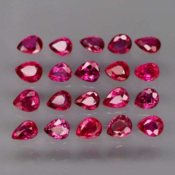 Real! Top crystal! 2.29ct 20 piece Ruby set! UNTREATED!!!