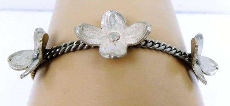 Vintage Sterling Dogwood Flower Bracelet