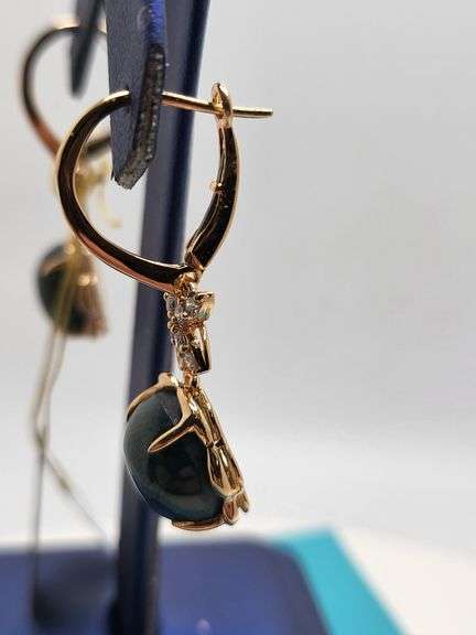 Magnificent pair earring Star Sapphire and diamond in Silver – GGA Certified