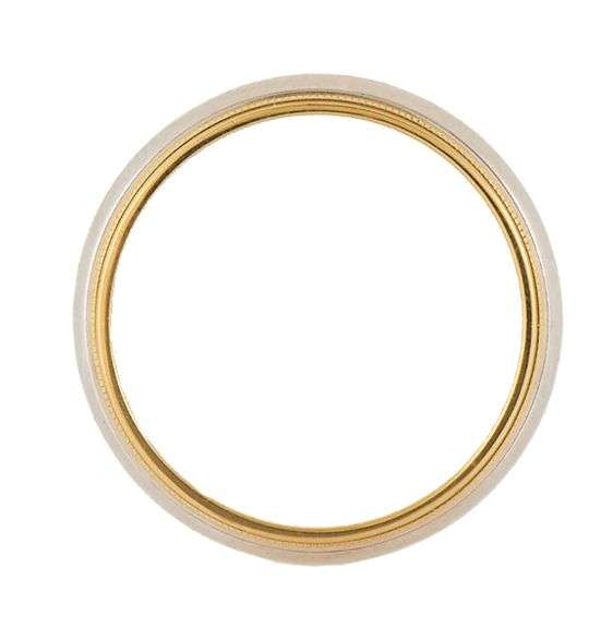 Gents Tiffany & Co. 6.0MM Milgrain Two Tone Wedding Band Ring in 18K and Platinum