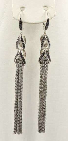 John Hardy Asli link chandelier black sapphire black spinel drop earrings