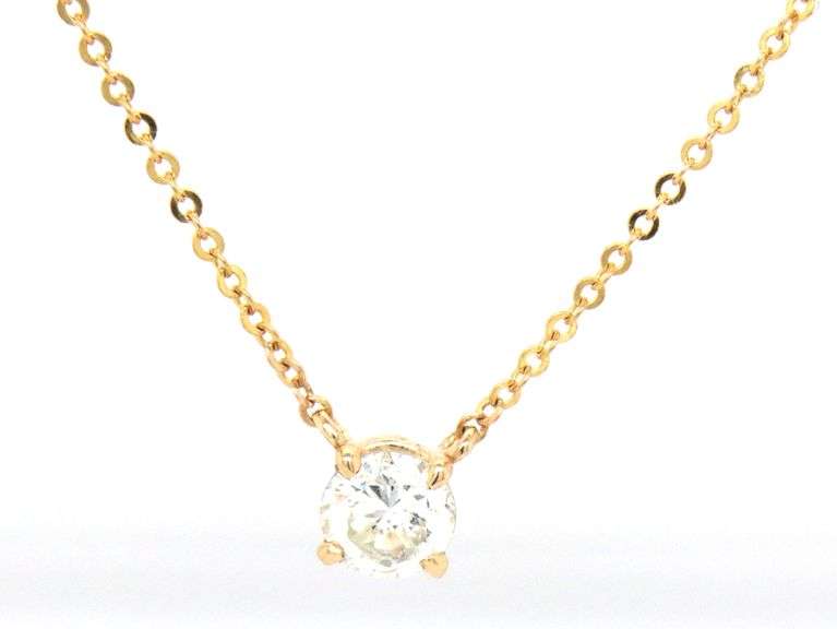 14kt Yellow gold 0.47ct round brilliant cut diamond pendant on chain