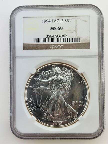 1994 American Silver Eagle, NGC MS69