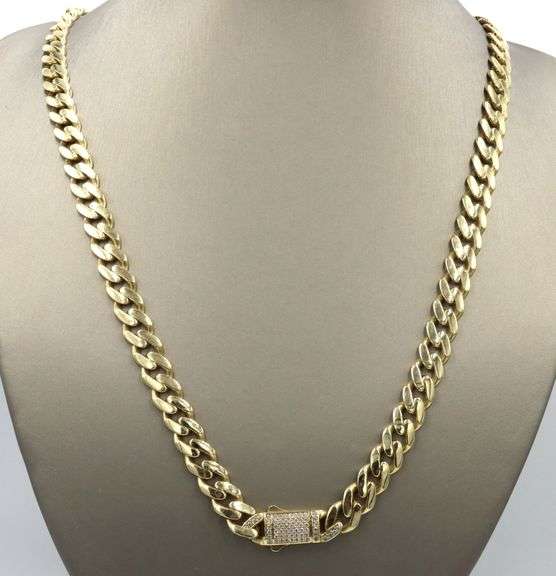 14kt Yellow gold Solid curb chain necklace