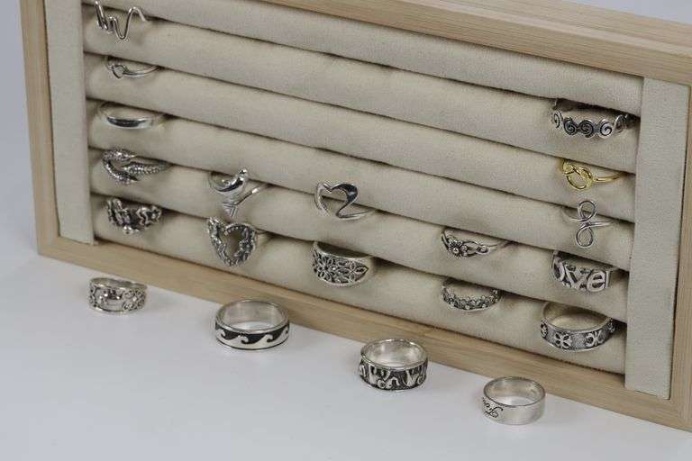 Sterling Silver Curated Ring Assortment Various Sizes & Styles (20 Ring Lot)