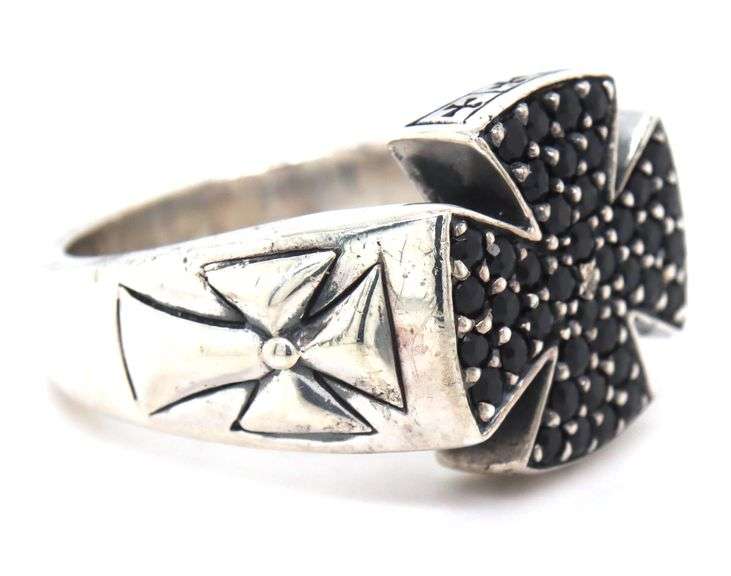 Scott Kay wide black sapphire cross ring