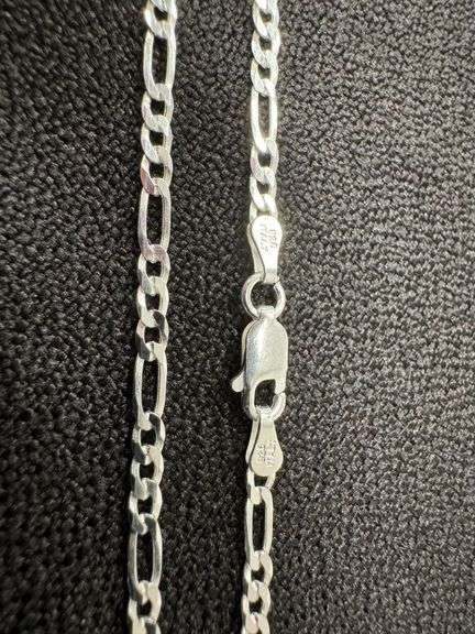 Sterling Silver Diamond-Cut Figaro Link Chain 3.1mm Solid 925 Italy Anklet 9" inch